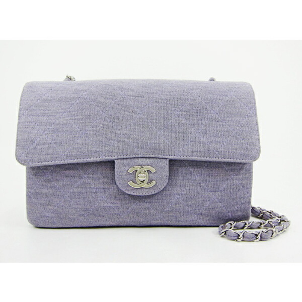 CHANEL Jersey Matelasse Chain Shoulder Bag Lavender